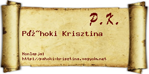 Páhoki Krisztina névjegykártya