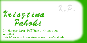 krisztina pahoki business card